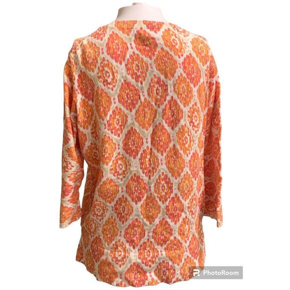 Merona Women's Size Large 3/4 Sleeve Cardigan Sweater Orange Pink Button - Picture 3 of 6
